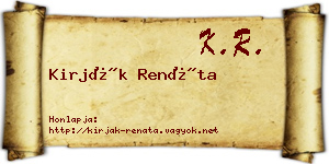 Kirják Renáta névjegykártya